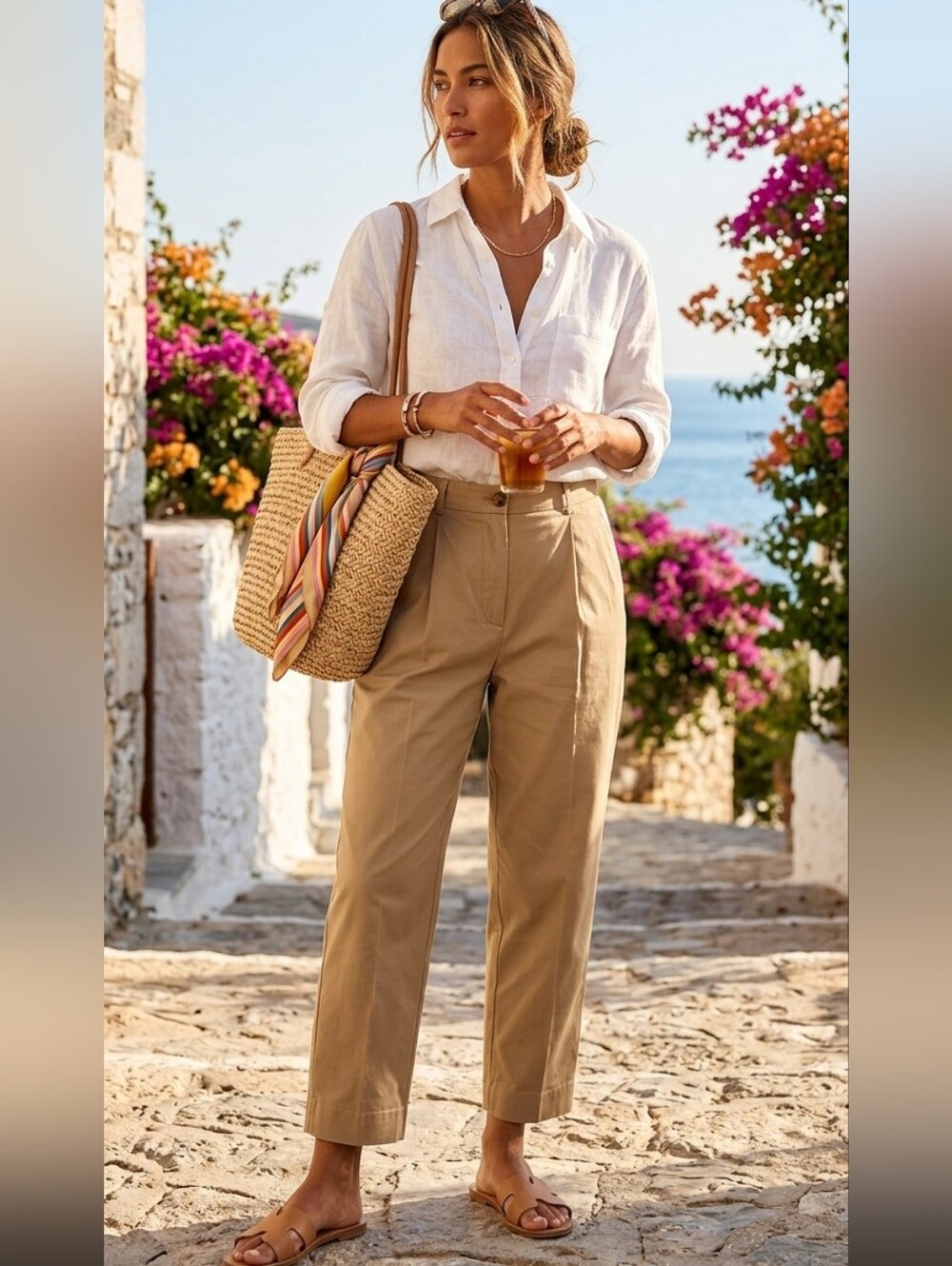 The Reset R Label Linen Blend  Tan Trousers Size Large